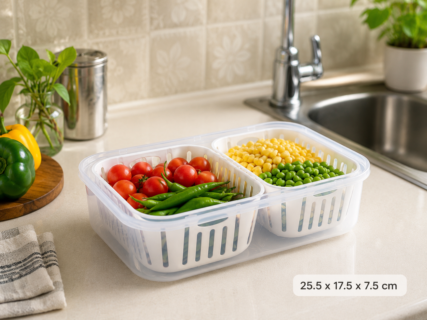 2 Compartments Food Container Leakproof Fresh-Keeping Storage Box
