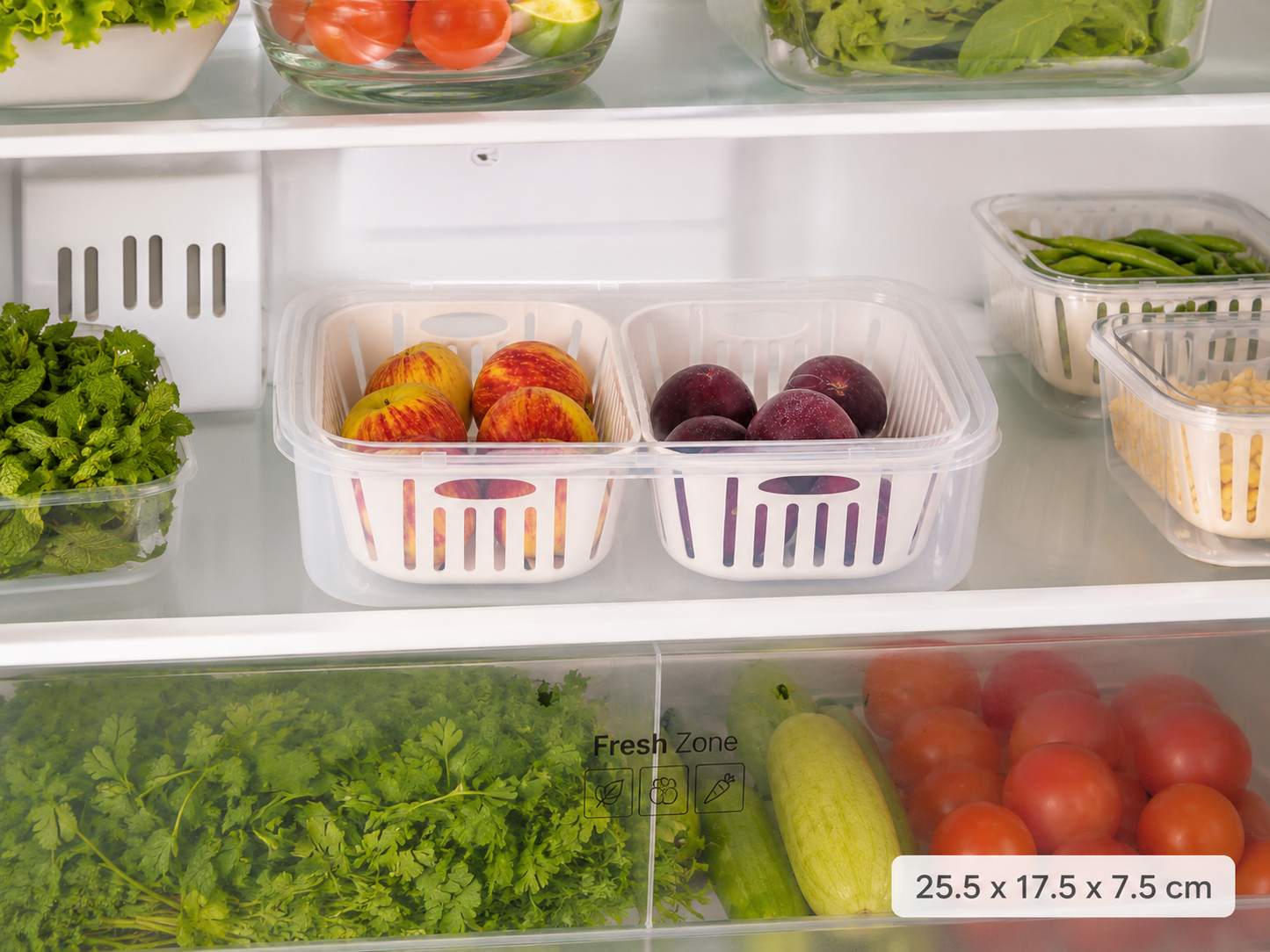2 Compartments Food Container Leakproof Fresh-Keeping Storage Box