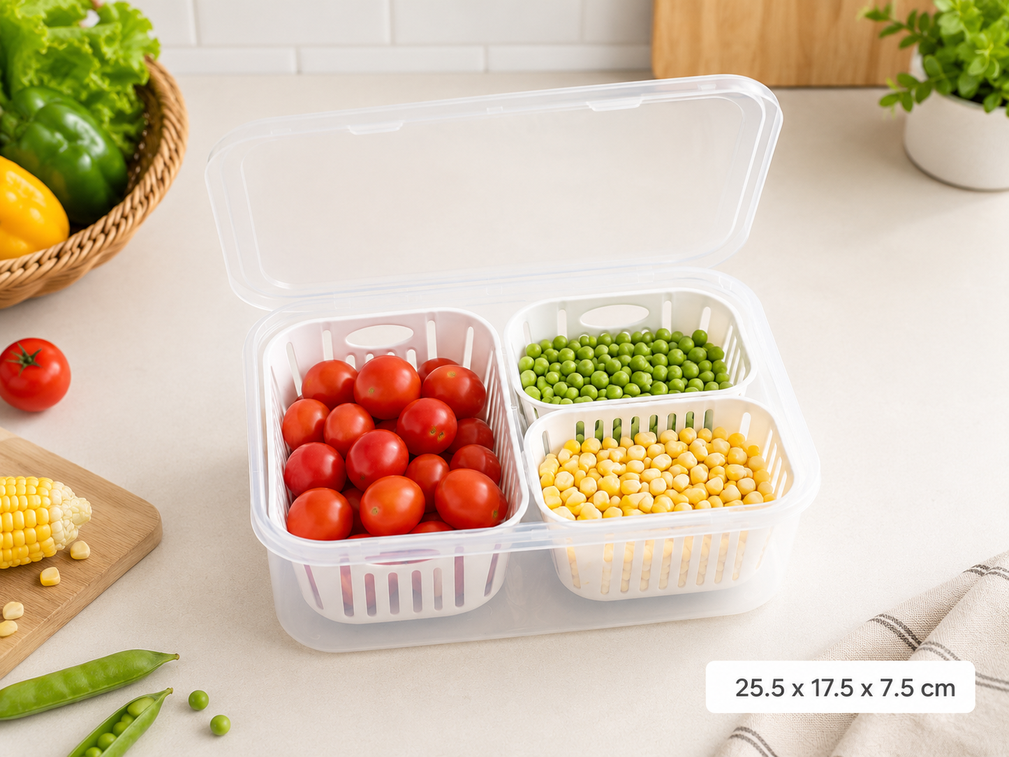 2 Compartments Food Container Leakproof Fresh-Keeping Storage Box